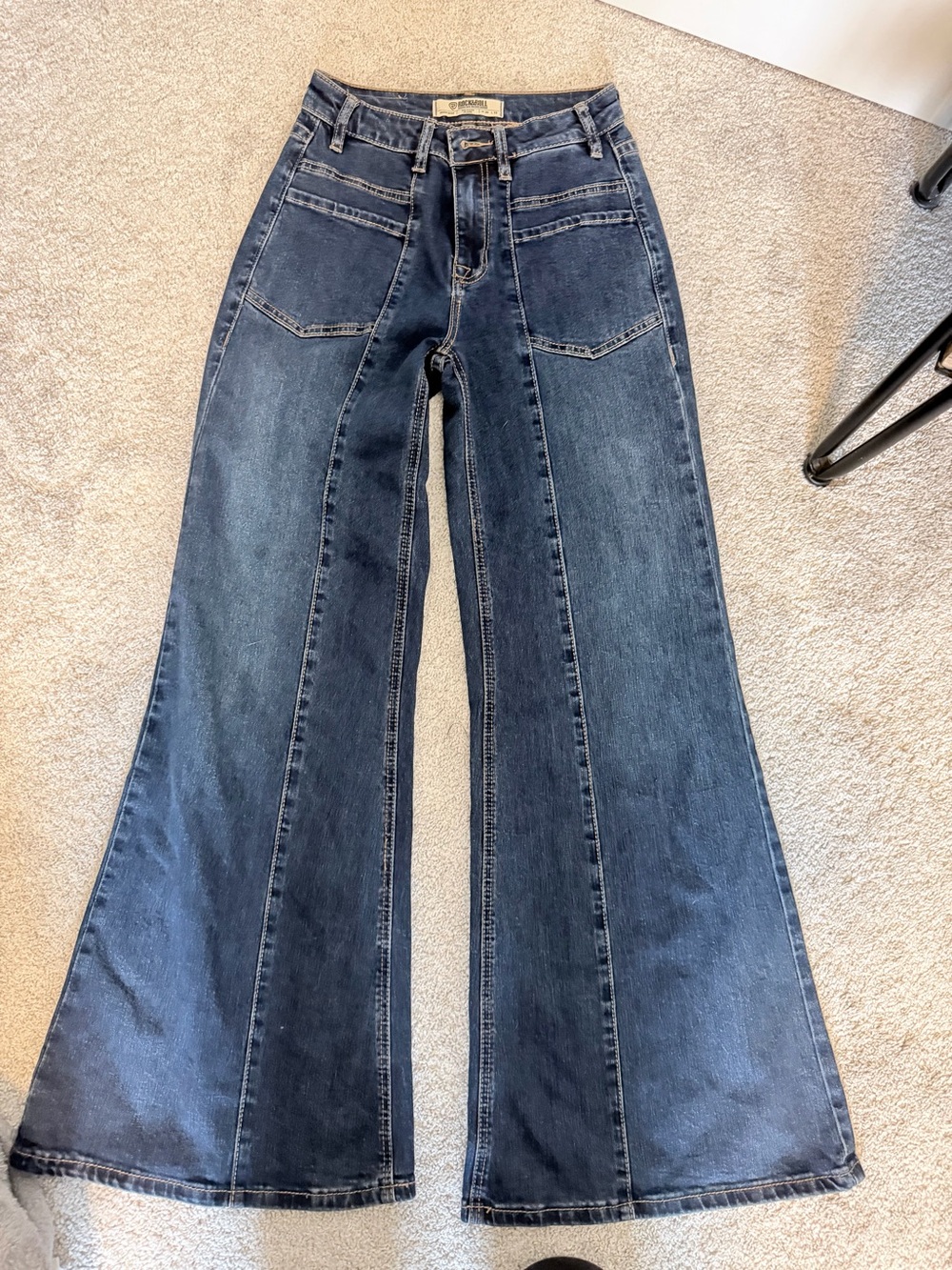 Rock & roll denim high rise Wide Leg Jeans